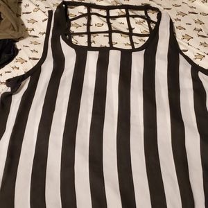 Stripped high low tank top